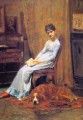 The Artists Wife et son setter Dog réalisme portraits Thomas Eakins